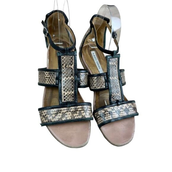 Alberto Fermani Snake Print Leather Strap Sandals - Picture 5 of 10